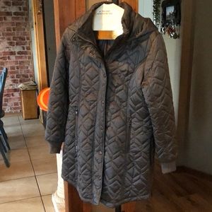STEVE MADDEN | Grey quilted long warm hooded designer winter coat.
